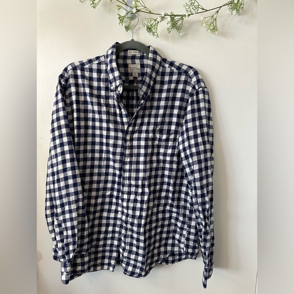 J. Crew | Blue/White Plaid Button Down - Picture 1 of 6